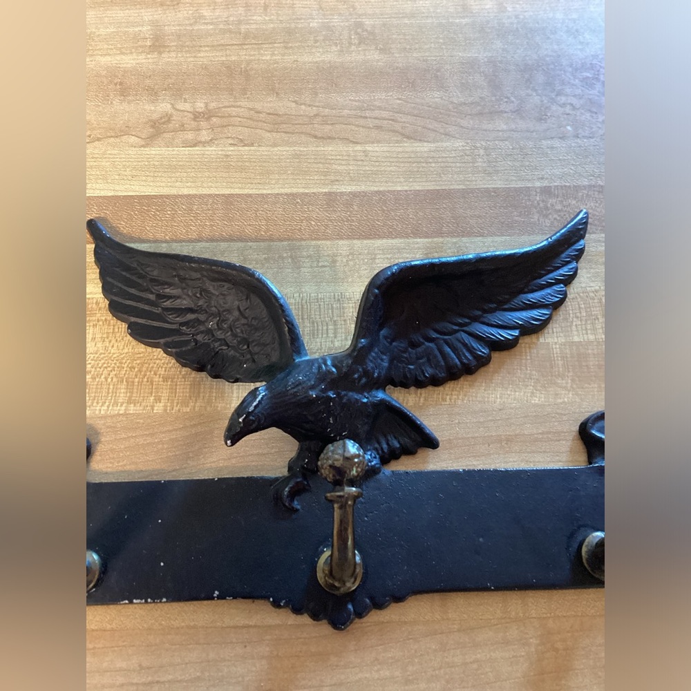 Vintage Cast Iron Hook Rack Eagle Wall Mount